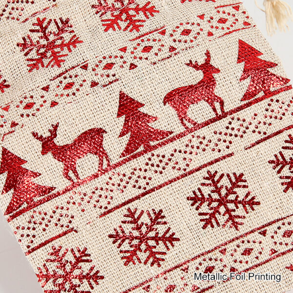 Custom printed jute christmas burlap bags with drawstrings - Image 5