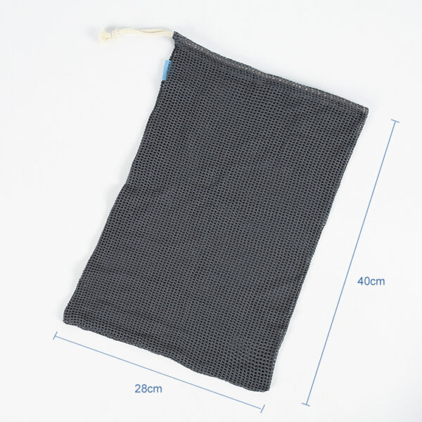 Wholesale eco friendly reusable mesh drawstring cotton black laundry bag - Image 5