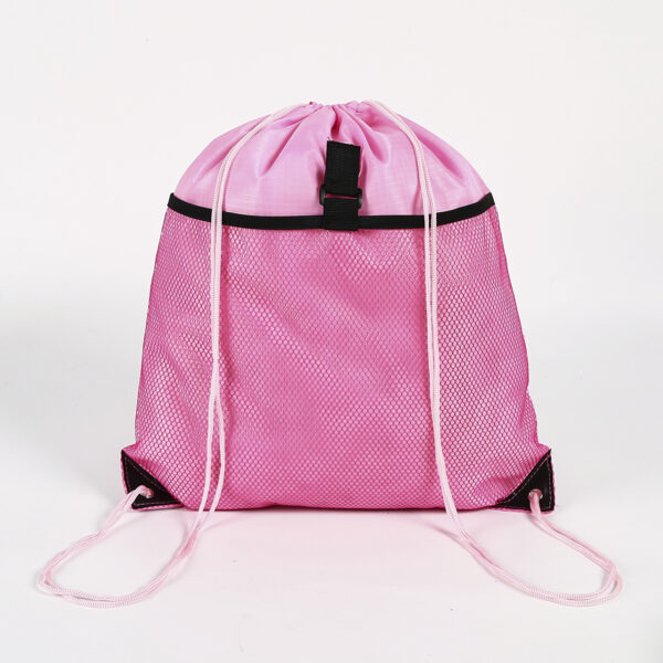 Wholesale eco friendly pink sport drawstring bag with mesh pocket