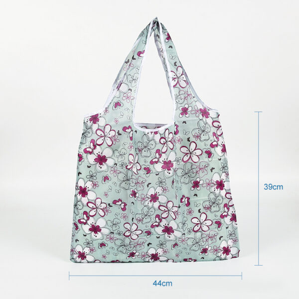 Custom print logo 190T PET large capacity foldable travel flower tote bag - Image 3