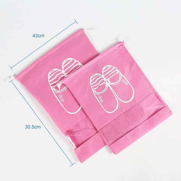 Wholesale custom pp non woven pink woman shoe drawstring dust bag - Image 2