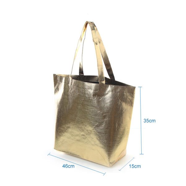 Wholesale tote reusable custom logo printed shiny eco friendly shopping bags - Image 2