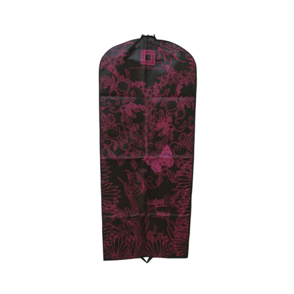 Custom non woven flower printed black red dust protector women wedding dress clothing garment coat suit cover bag