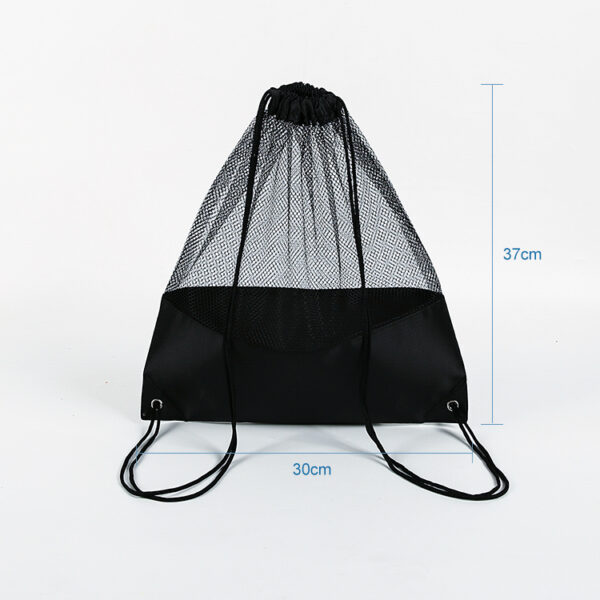 Eco-friendly custom reusable black net mesh drawstring bags - Image 2