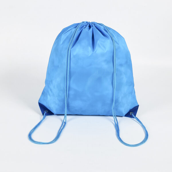 Custom logo blue durable smooth eco friendly gym drawstring bag