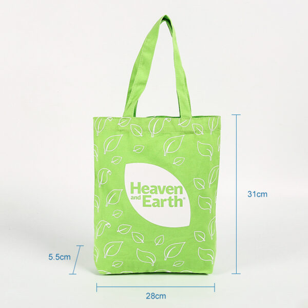 Small elegant green eco friendly cotton canvas fabric shopping tote bags - Image 2