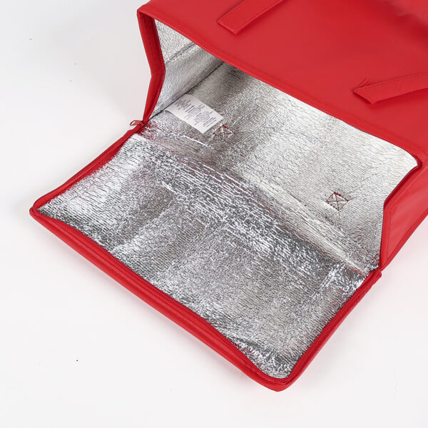 PP non woven red grocery insulated cooler bag with zipper - Image 4