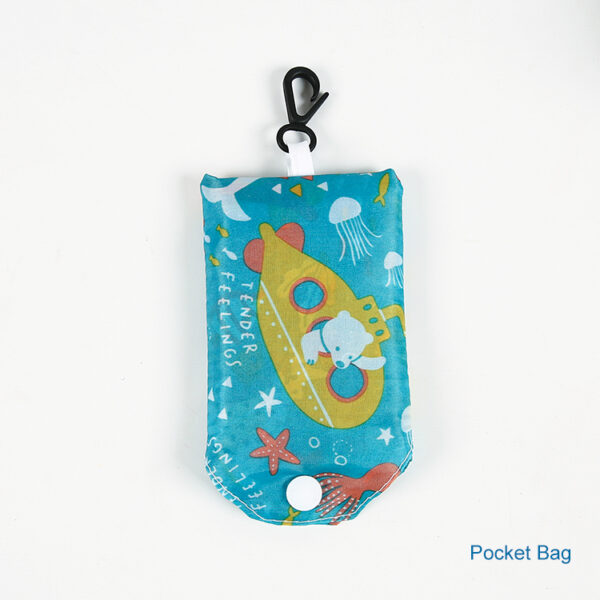 Reusable 190T PET foldable eco pocket shopping pouch bag - Image 2