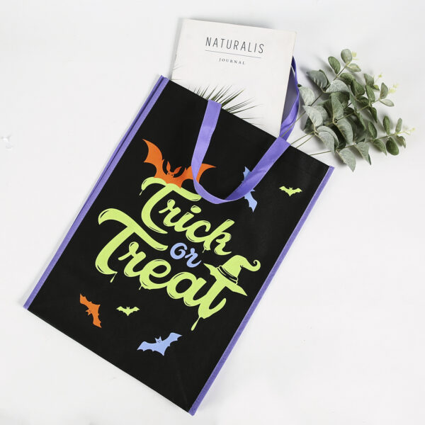 Halloween custom black double side reusable tote shopping gift bag - Image 2