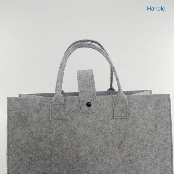 Wholesale customized large grey color women's fashion carry felt shopping tote bag with handles - Image 5