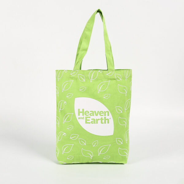 Small elegant green eco friendly cotton canvas fabric shopping tote bags