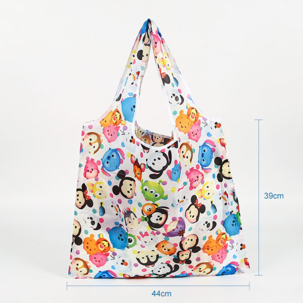 Eco friendly 190T PET all over print custom reusable polyester grocery tote bags with pouch - Image 3