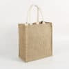 Cheap natural recycle reusable jute burlap shopping tote bag with cotton handle