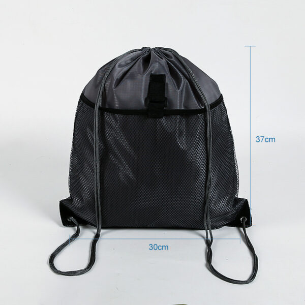 Custom eco friendly recyclable PET drawstring bag with mesh pocket - Image 2