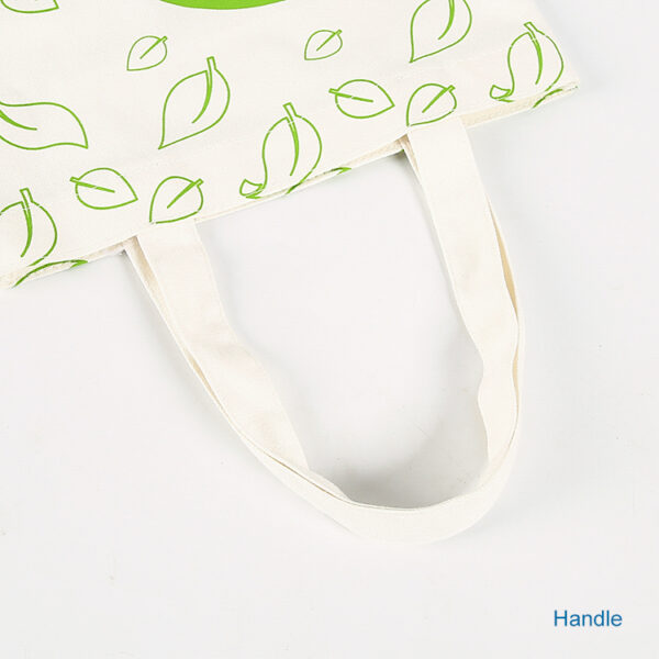 Small elegant green eco friendly cotton canvas fabric shopping tote bags - Image 5