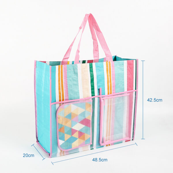 Wholesale custom PP woven PET mesh luxury waterproof plastic tote beach bag - Image 2