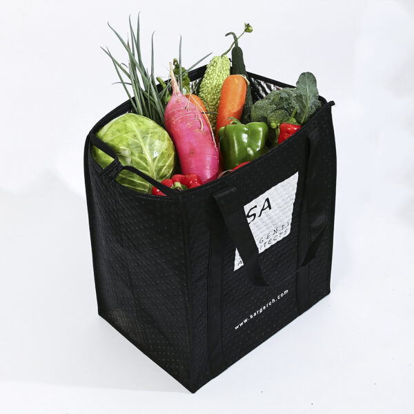 Custom logo cleaning vegetable fruit thermal insulated cooler bags with zipper