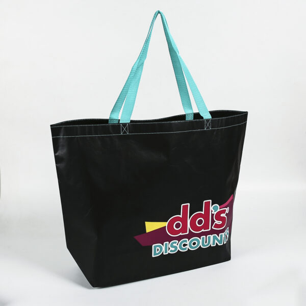 Recycled PP non woven custom black shopping bag with logo