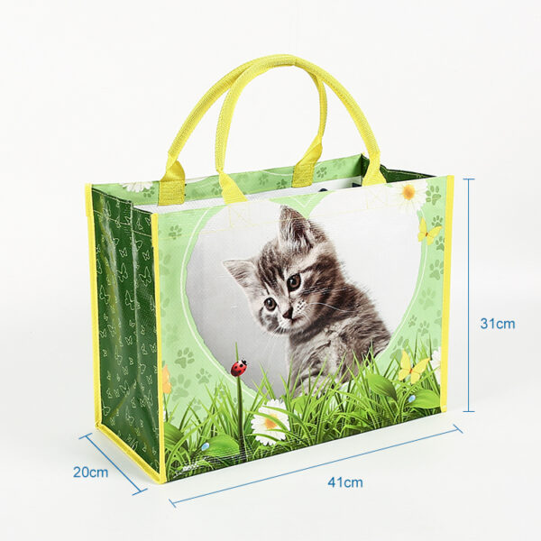 Eco friendly PP woven heavy duty custom laminate reusable cat shopping tote bags - Image 3