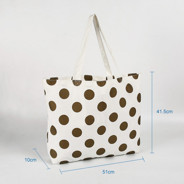 Wholesale custom logo dot recycled woman cotton canvas shopping tote bag - Image 2