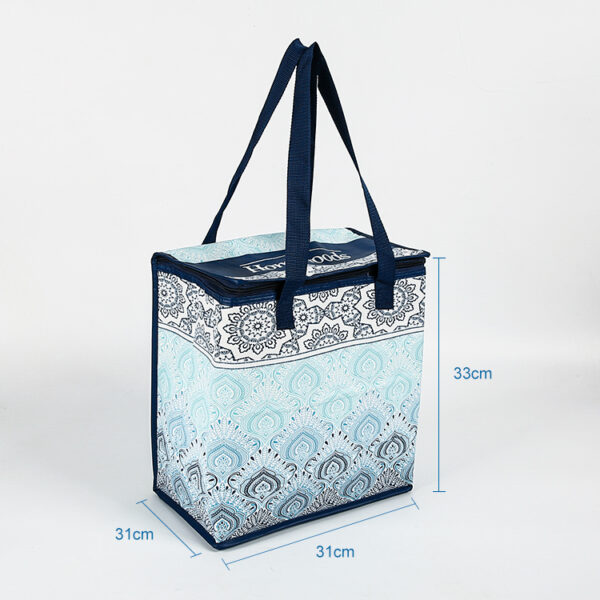 Custom print non woven reusable lunch box cooler bag with zipper - Image 2