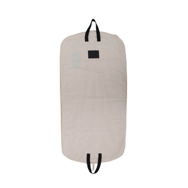 Custom logo beige dustproof portable travel natural cotton wedding dress suit garment bag cover with zipper