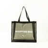 Custom high quality design black polyester mesh tote shopping bags with printed logo
