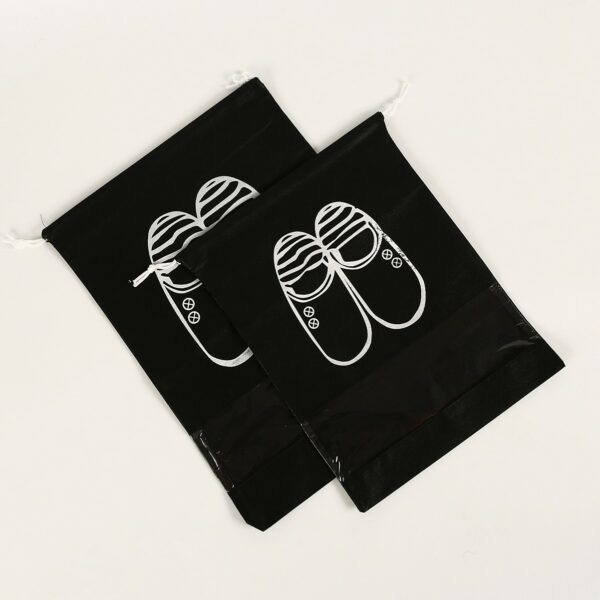 High quality custom print logo black drawstring shoe dust bag