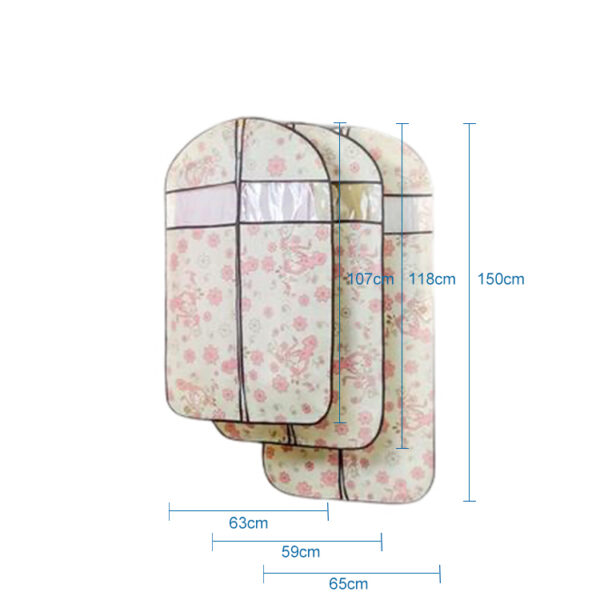 Customized print beige dust proof hanger non woven pvc dress clothes garment bags coat suit cover - Image 2