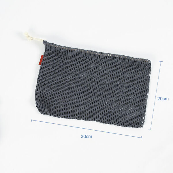 Custom durable reusable black cotton drawstring mesh bag - Image 5