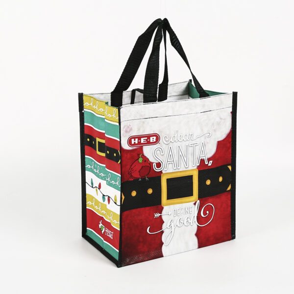 Custom all over print christmas PP woven packaging frosted tote bag