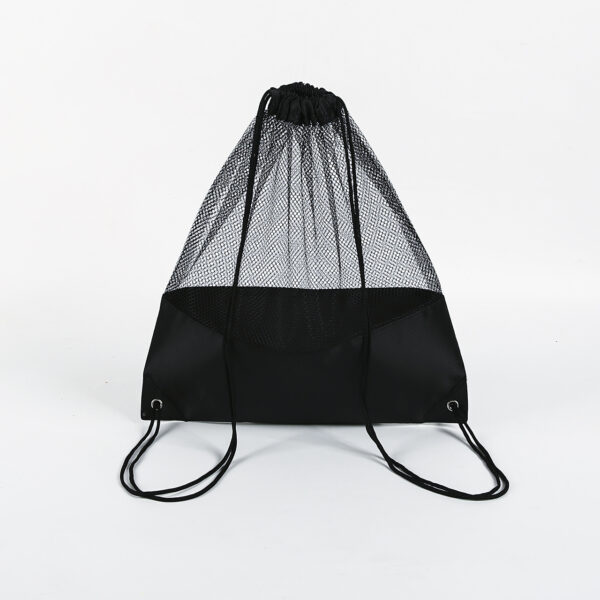 Eco-friendly custom reusable black net mesh drawstring bags