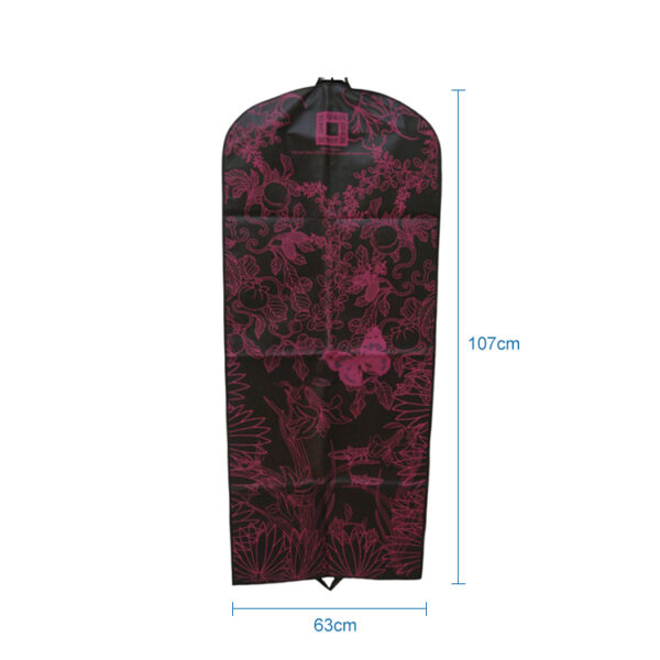 Custom non woven flower printed black red dust protector women wedding dress clothing garment coat suit cover bag - Image 2