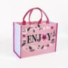 Eco friendly reusable water proof pink pp woven shopping tote bag