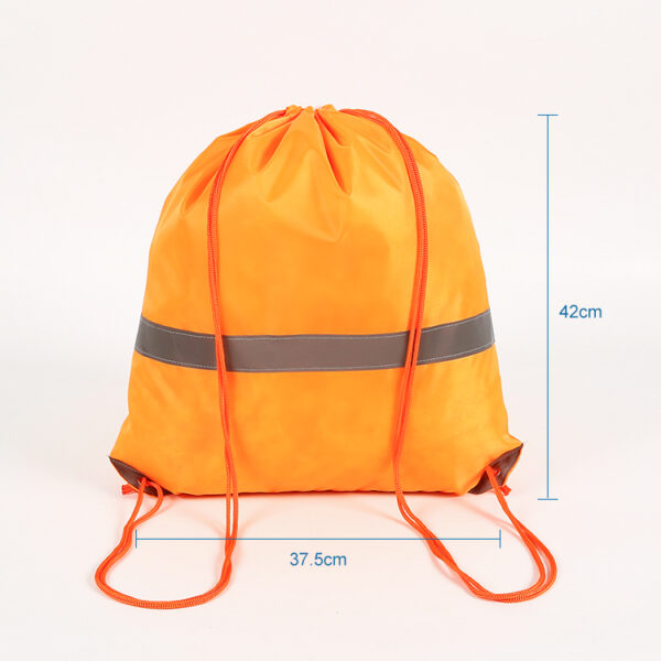 Custom stitch personalized assorted color orange polyester promo small drawstring bags - Image 2