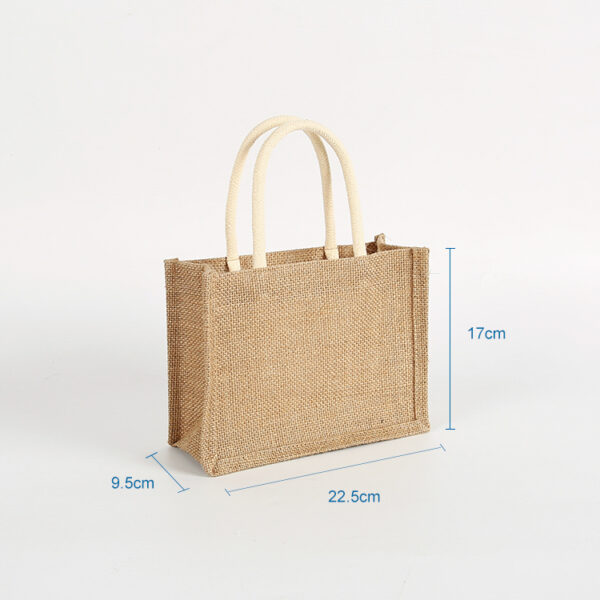 wholesale eco reusable small jute burlap tote shopping bags - Image 2