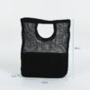 Reusable eco friendly washable canvas black mesh tote bag