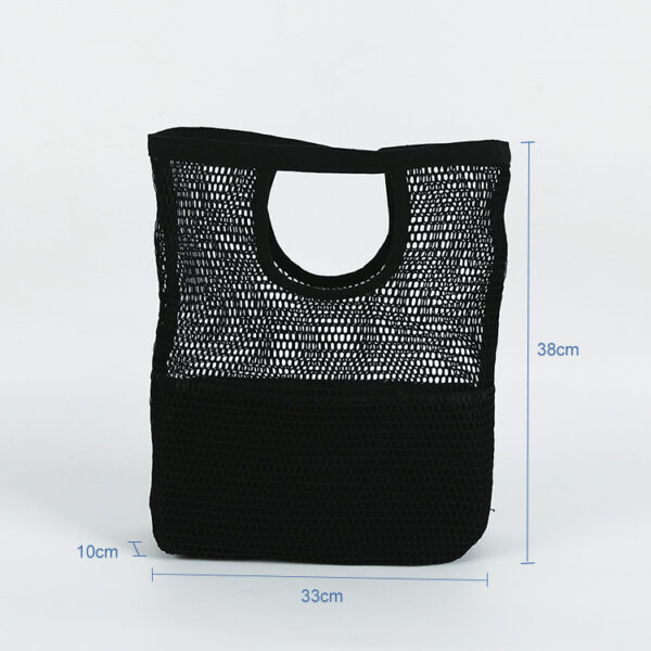 Reusable eco friendly washable canvas black mesh tote bag - Image 6