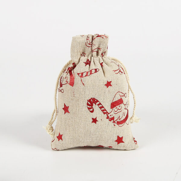 Eco friendly custom printed jute santa multipurpose drawstring gift bags