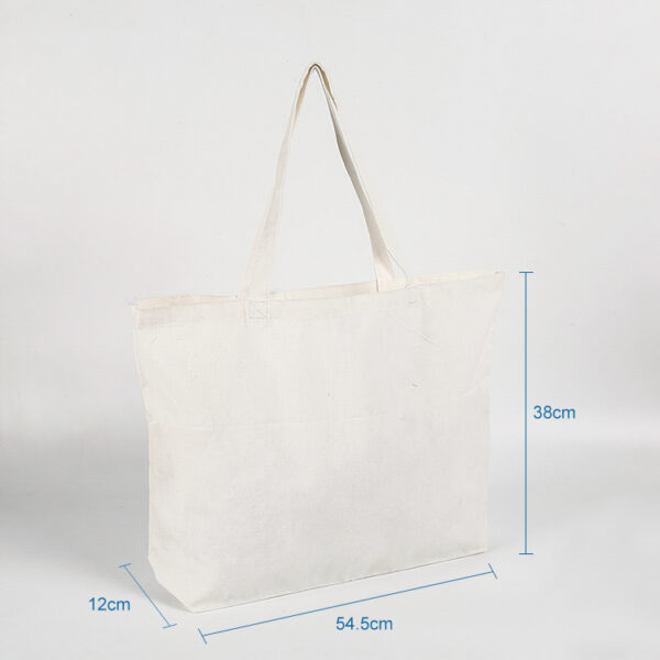 Wholesale organic reusable fashionable large white cotton canvas tote bag with custom logo - Image 2