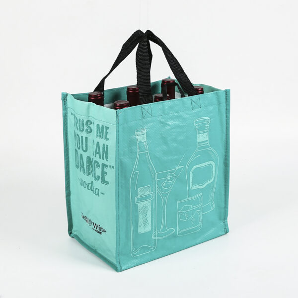 Gravure printing PP woven wine bottle carrier bag for wine