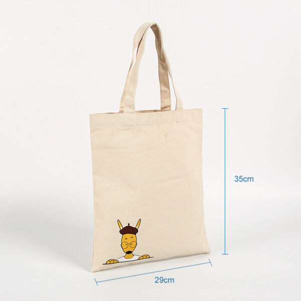 Custom personalized fashion male heat transfer print cartoon shopper cotton canvas tote bag - Image 2