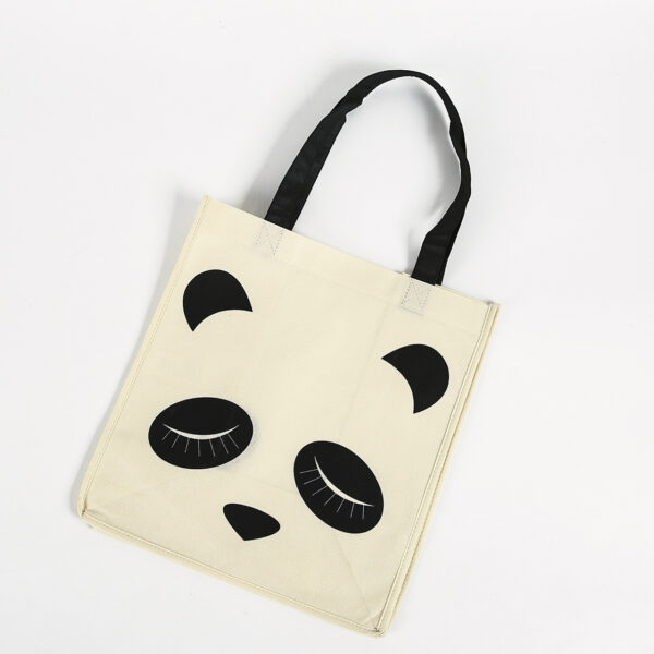 Small lifestyle printed panda nonwoven reusable grocery shopping portable tote bag for children - Image 2