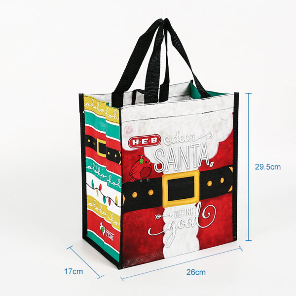 Custom all over print christmas PP woven packaging frosted tote bag - Image 3