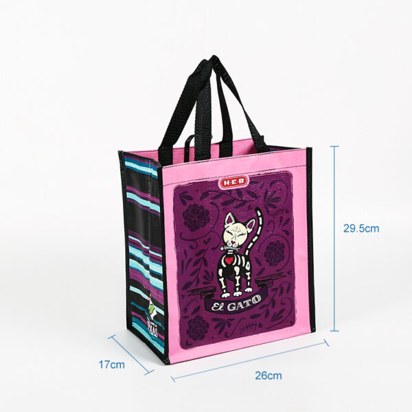 Custom logo printed pp woven tote shopping bag with print - Image 2