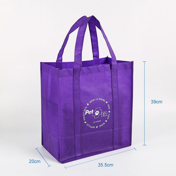 Top quality purple nonwoven reusable shopping tote bags for grocery with logos reusable - Image 2