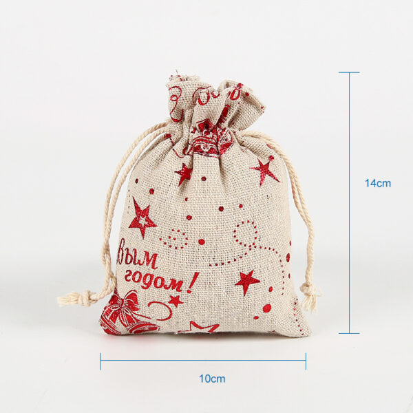 Custom printed jute christmas burlap bags with drawstrings - Image 2