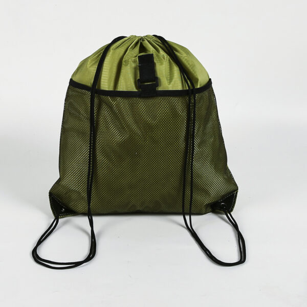 PET reusable large capacity drawstring backpack bag with mesh pocket