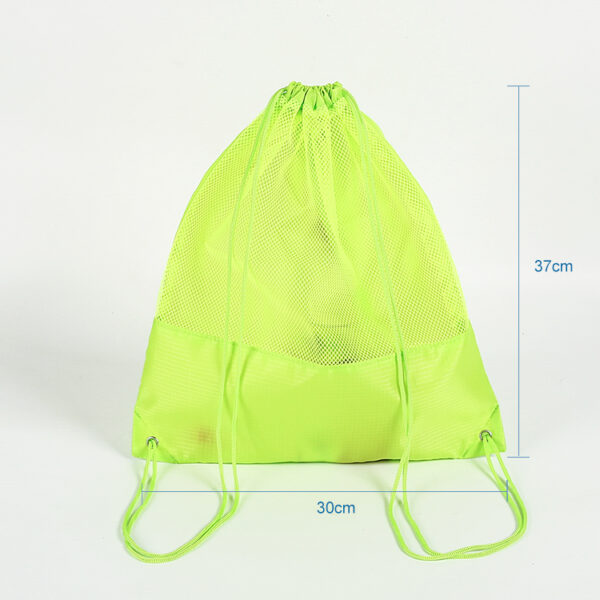 Colors custom logo recycled green sport mesh packaging drawstring bag - Image 2