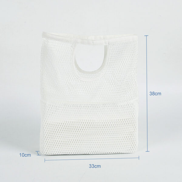 Wholesale Reusable eco friendly white canvas polyester mesh shopping tote bag - Image 6